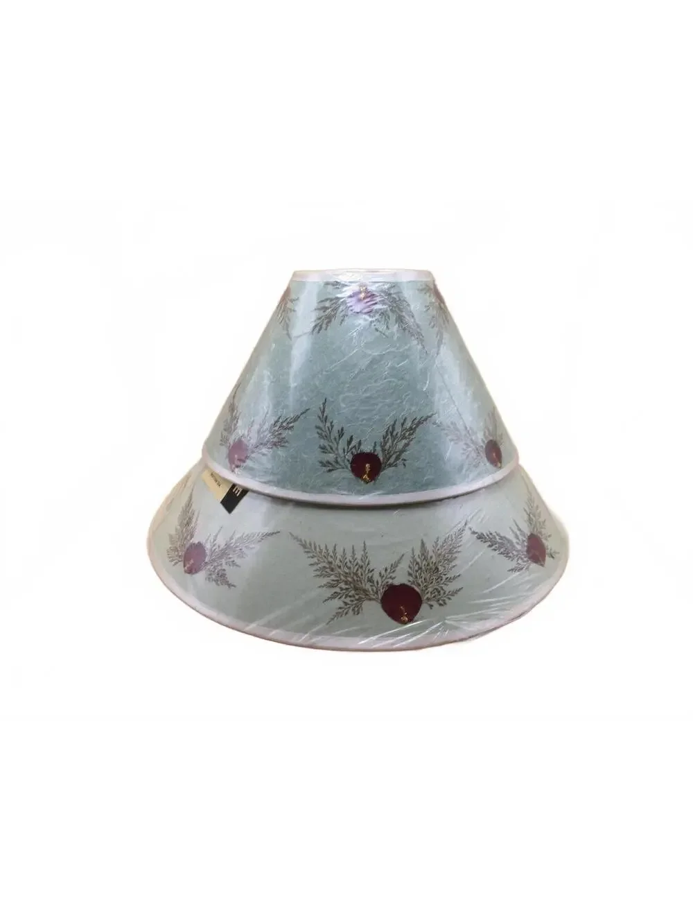 New 2pc Handmade Paper Lampshades Floral Pinecone Vintage Parchment Lamp Shades